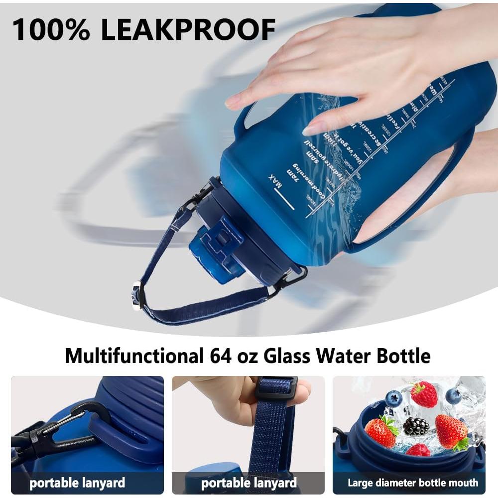 Botella Plegable 64oz LELExilan Azul - Silicona A Prueba de Fugas
