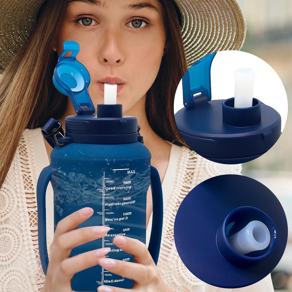 Botella Plegable 64oz LELExilan Azul - Silicona A Prueba de Fugas