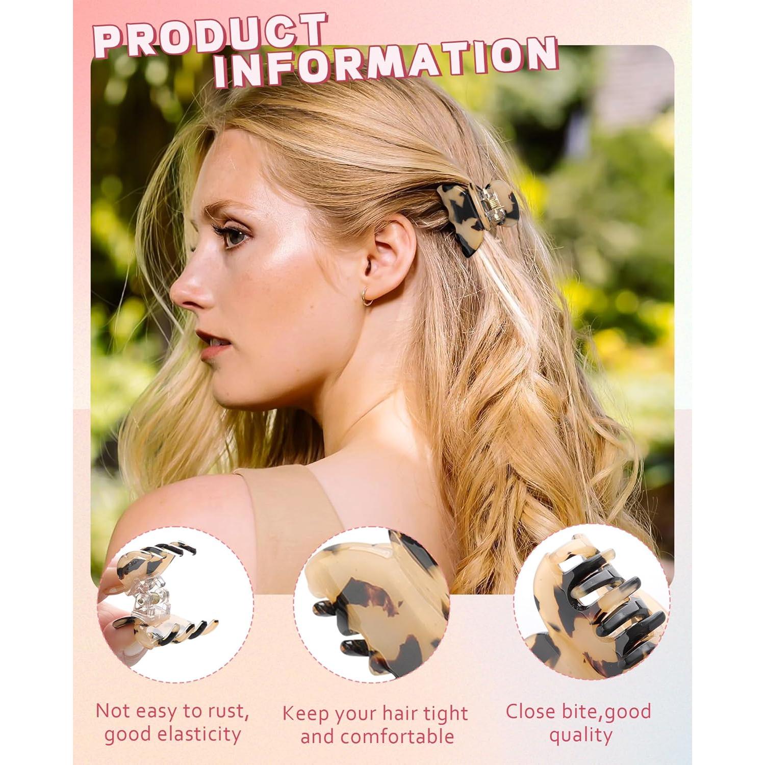 Pinzas para el cabello tipo garra Molans - 12 piezas ámbar