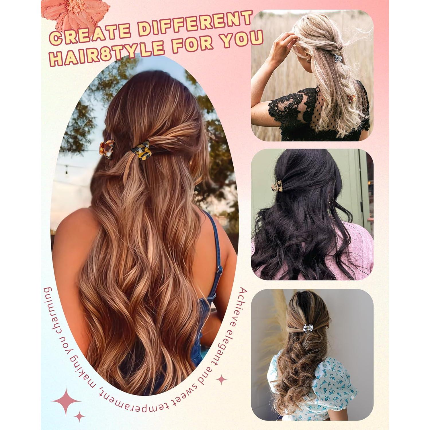 Pinzas para el cabello tipo garra Molans - 12 piezas ámbar