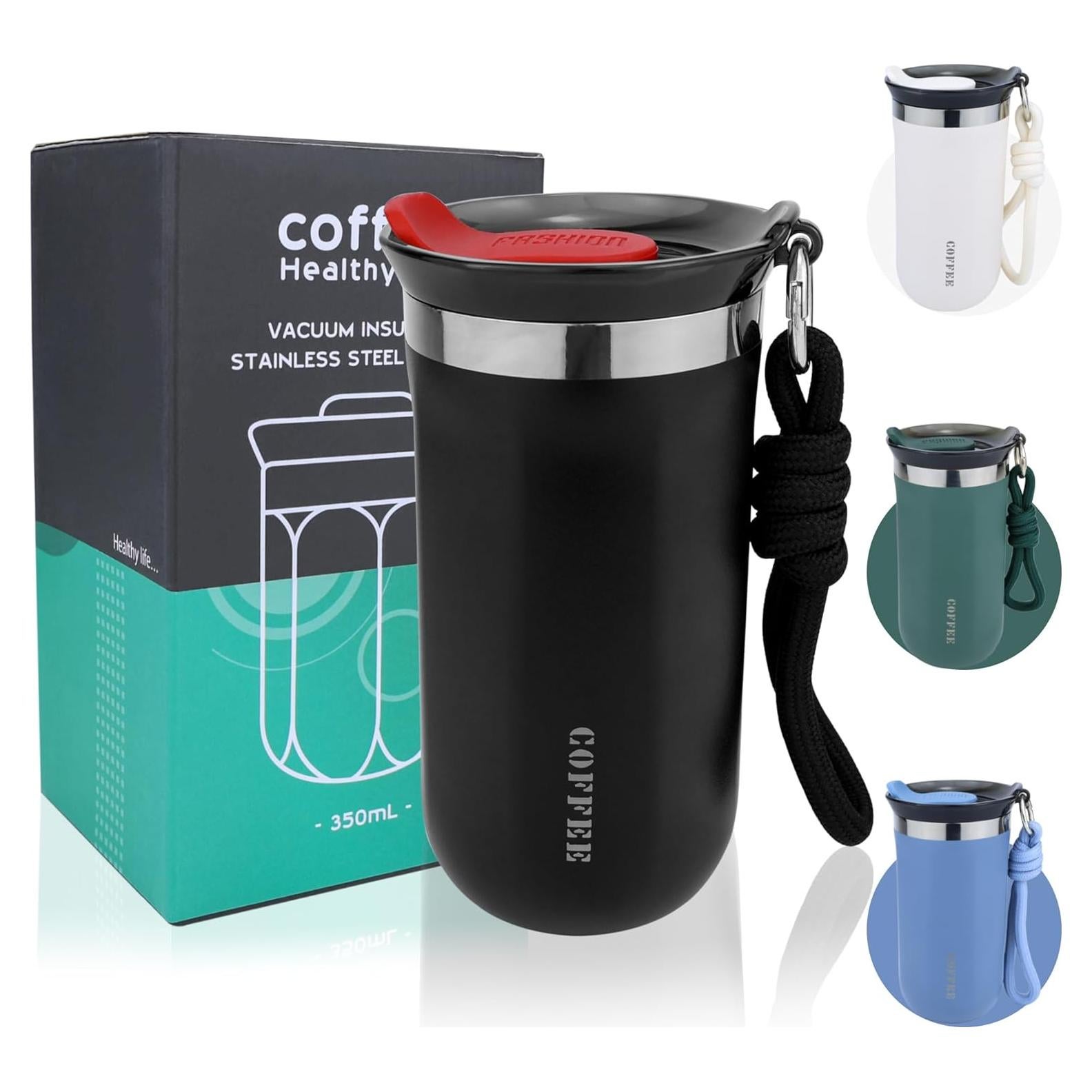 11 Oz Travel Coffee Mug - Insulated Reusable Stainless Steel Mug with Lid - Spill Proof for Hot and Iced Drinks