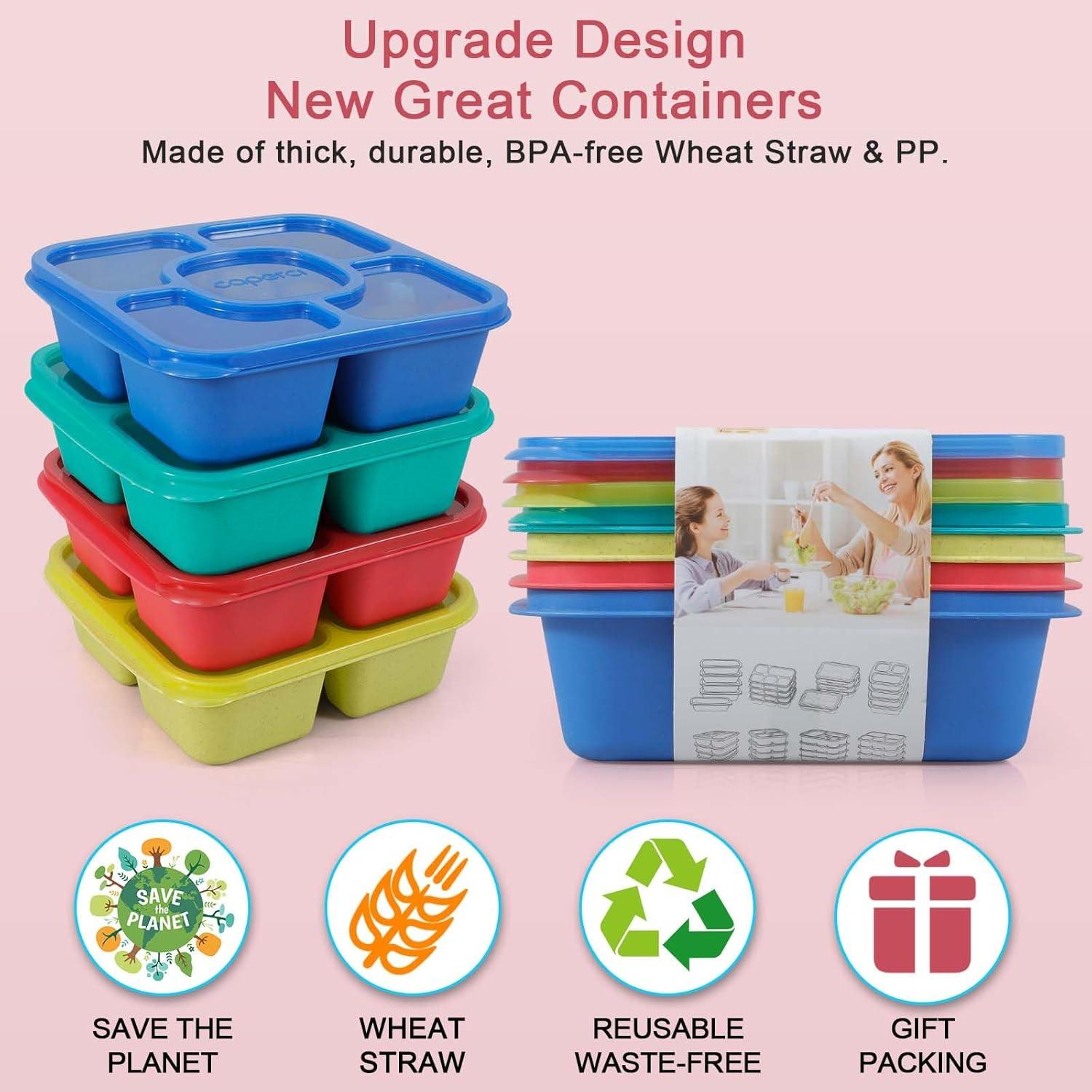 Recipientes Reutilizables Caperci Bento Box 5 Compartimentos Set de 4