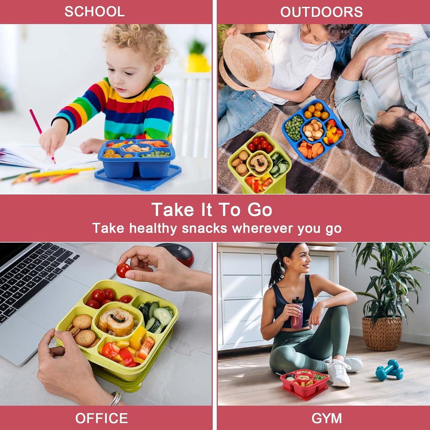 Recipientes Reutilizables Caperci Bento Box 5 Compartimentos Set de 4