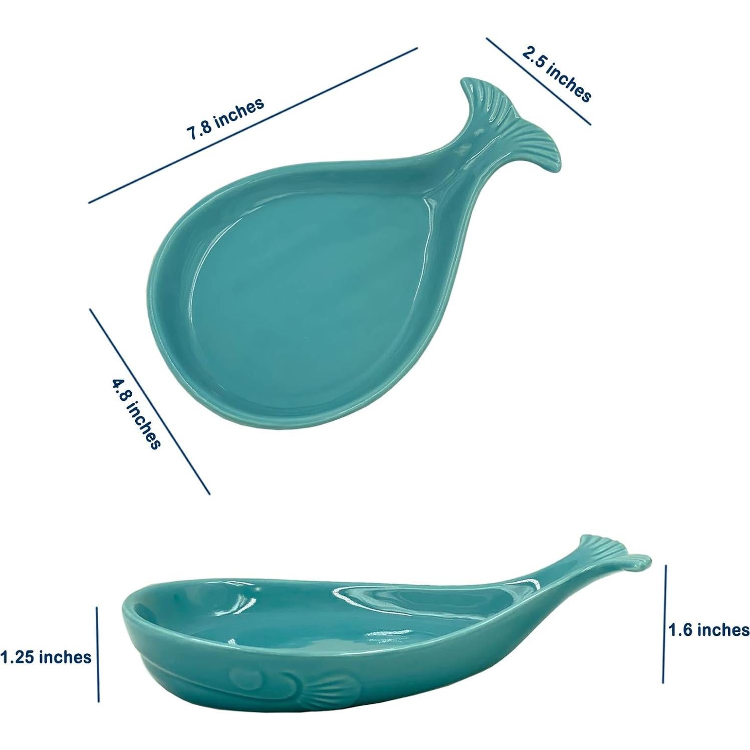 Soporte para cuchara de cerámica TEANXU ballena azul aqua 19.8x12.2cm