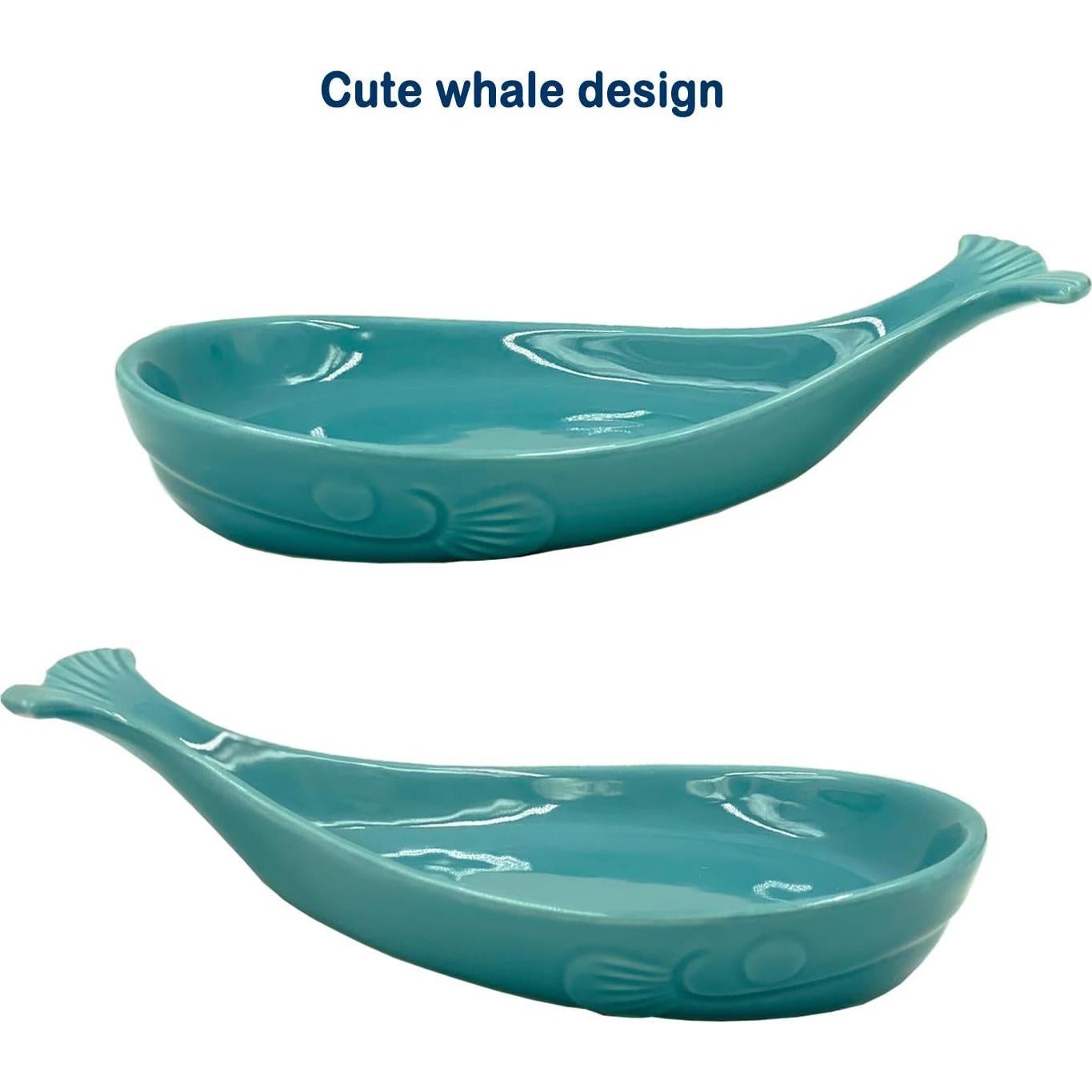 Soporte para cuchara de cerámica TEANXU ballena azul aqua 19.8x12.2cm