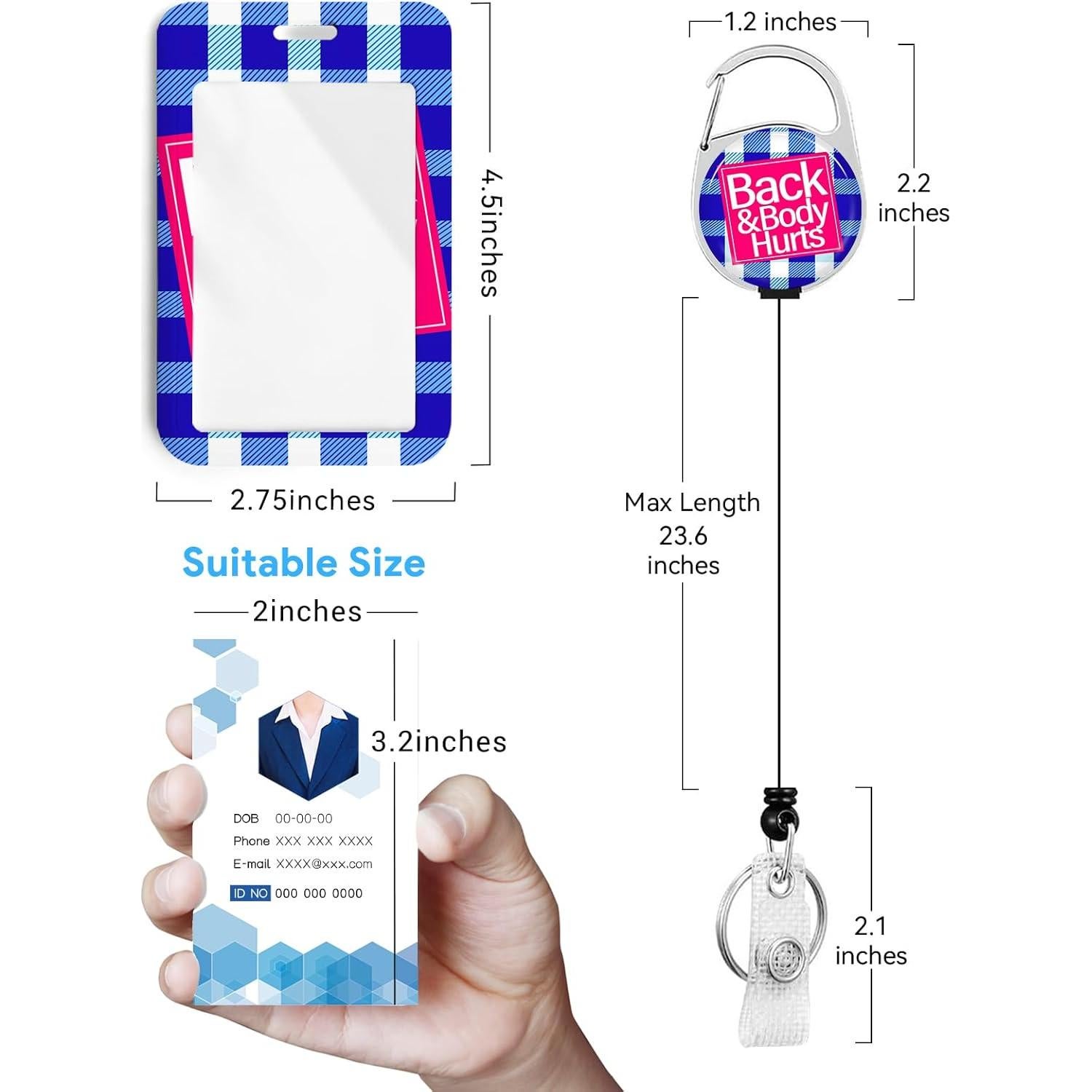 Sostenedor de Identificación Rcmyll con Clip Retráctil - 2 Paquetes