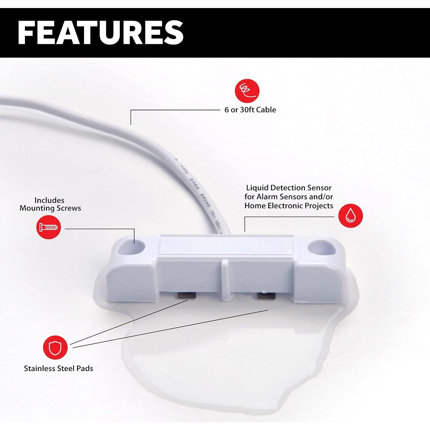 Sensor de Agua LEVEL SENSE para Detección de Fugas 182 cm