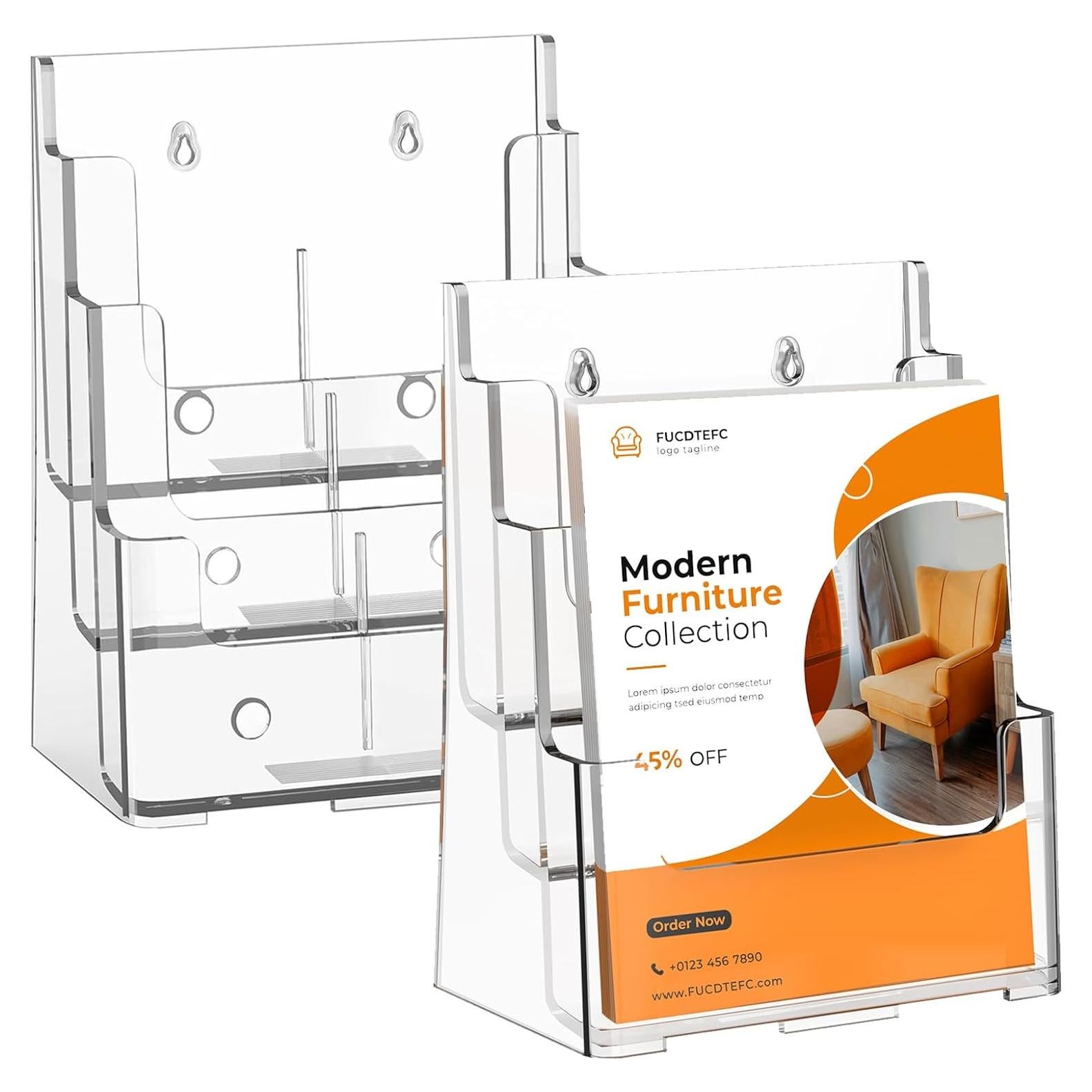 Soporte de Folletos Acrílico FUCDTEFC 3 Niveles 21.6x27.9 cm