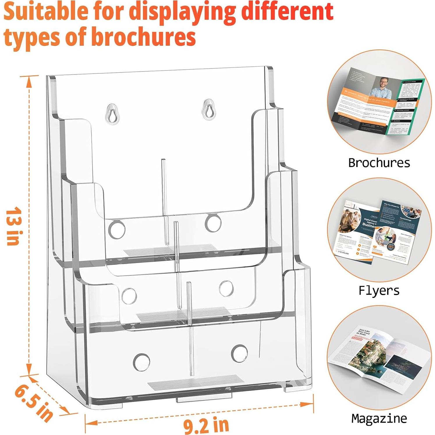 Soporte de Folletos Acrílico FUCDTEFC 3 Niveles 21.6x27.9 cm