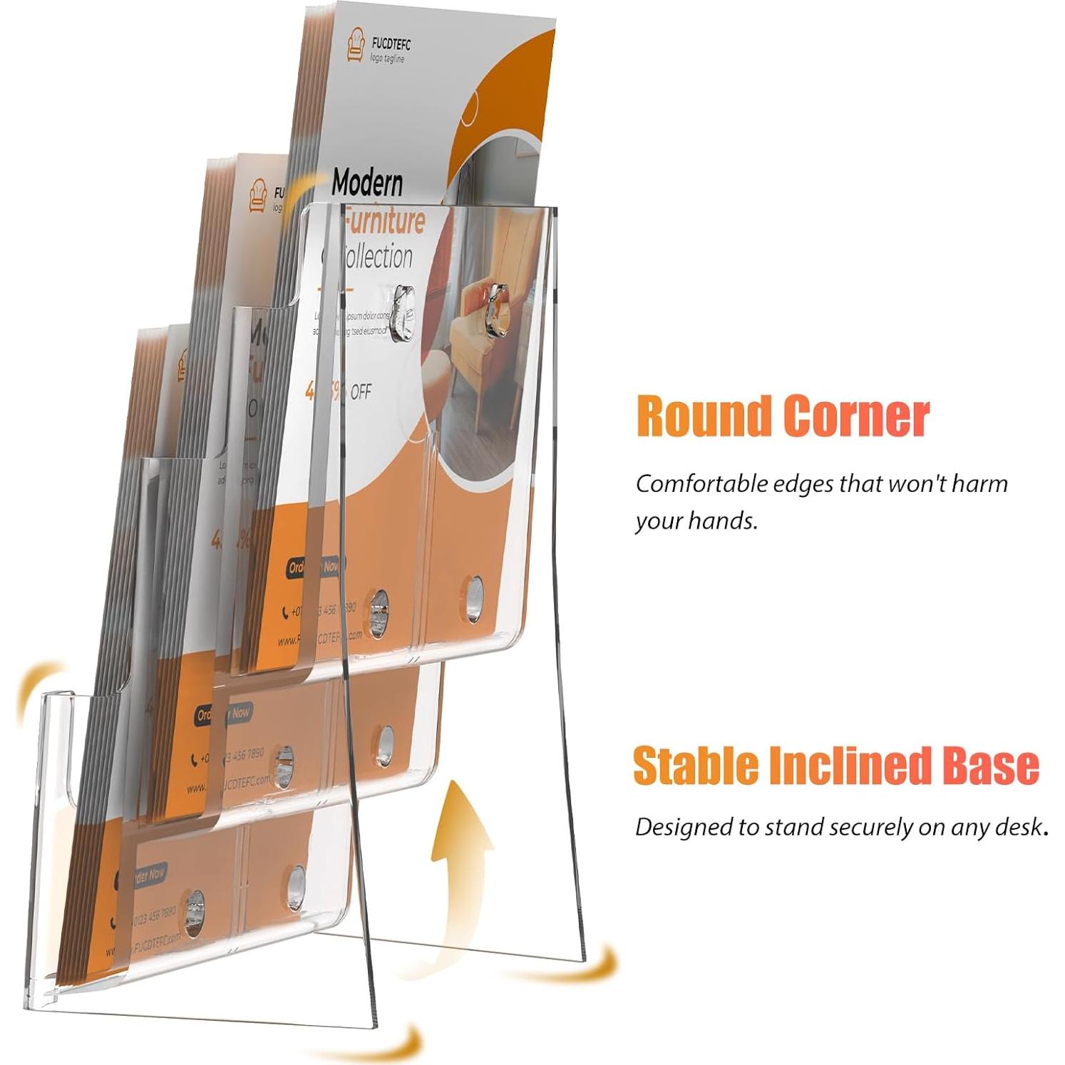 Soporte de Folletos Acrílico FUCDTEFC 3 Niveles 21.6x27.9 cm