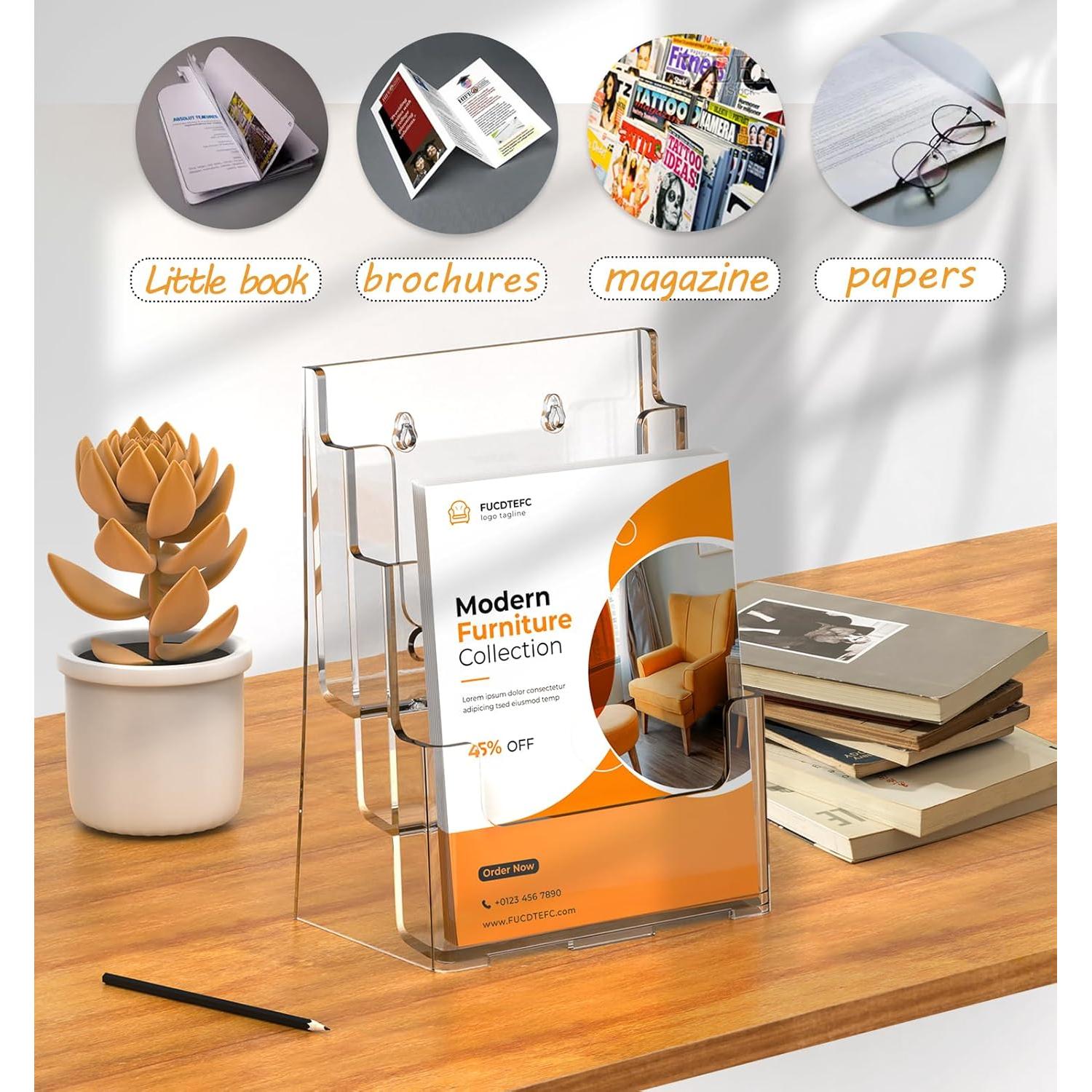 Soporte de Folletos Acrílico FUCDTEFC 3 Niveles 21.6x27.9 cm