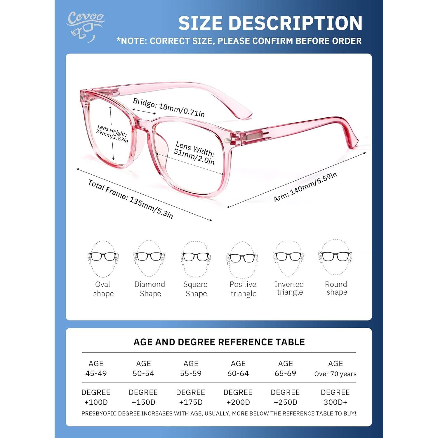 Gafas de lectura CCVOO unisex 3.75x anti luz azul