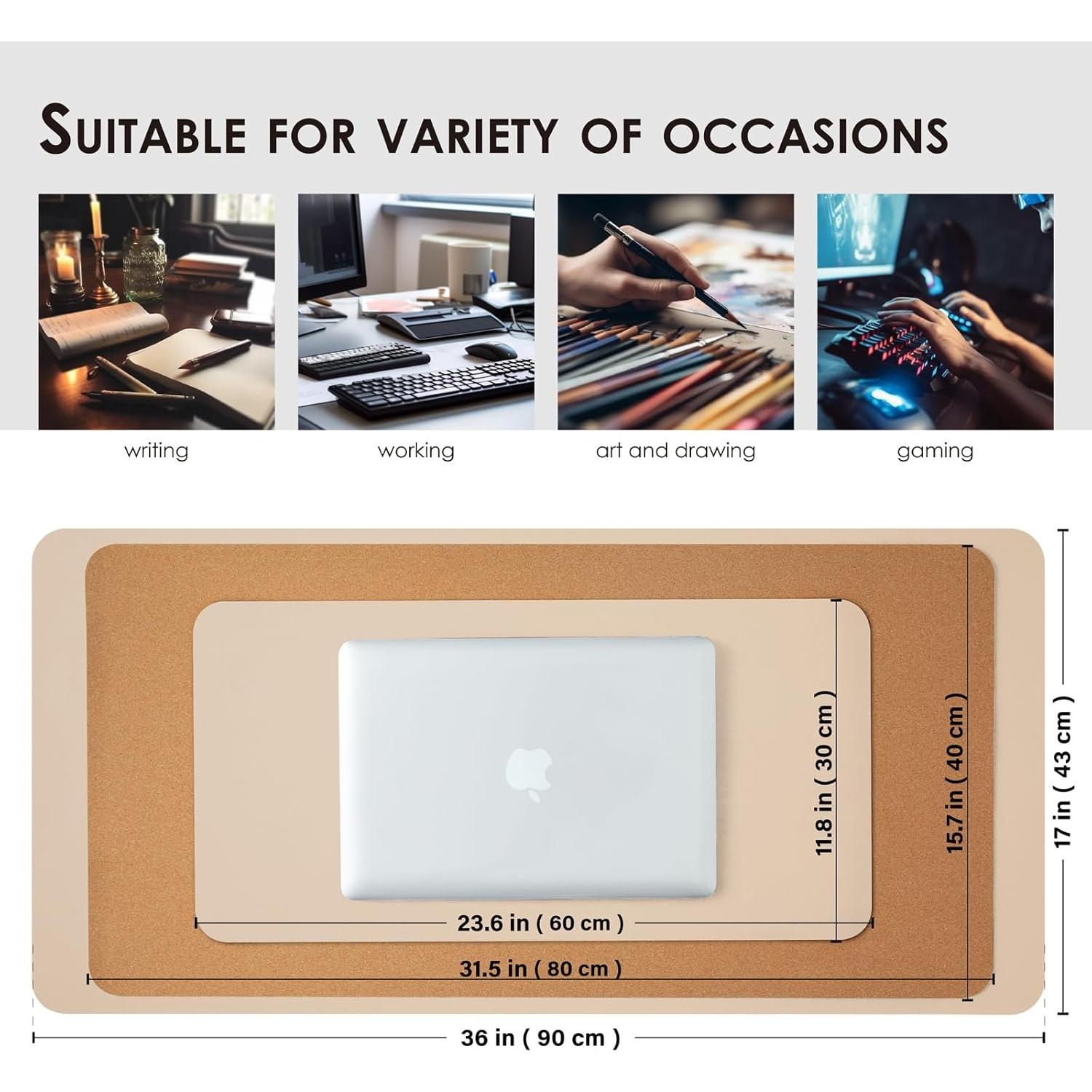 Alfombrilla de Escritorio Doble Cara Corcho HOMIEAZICOZI 60x30cm