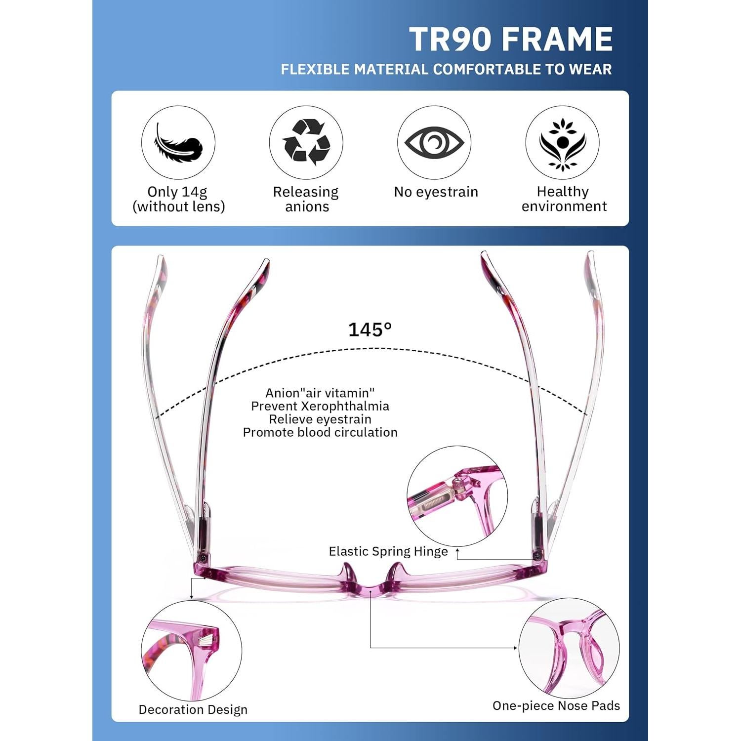 Gafas de lectura CCVOO Unisex 1.25x Anti Luz Azul