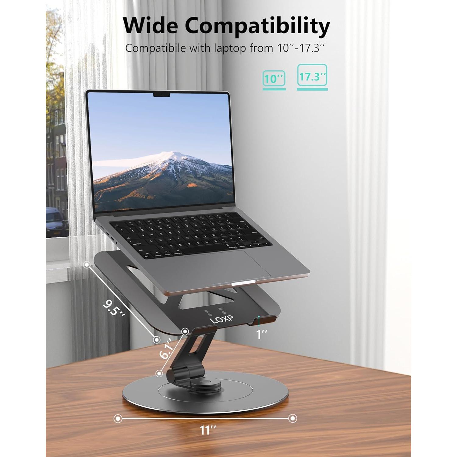 Soporte para Laptop Giratorio LOXP NH-01 Aluminio 10-17.3" Gris