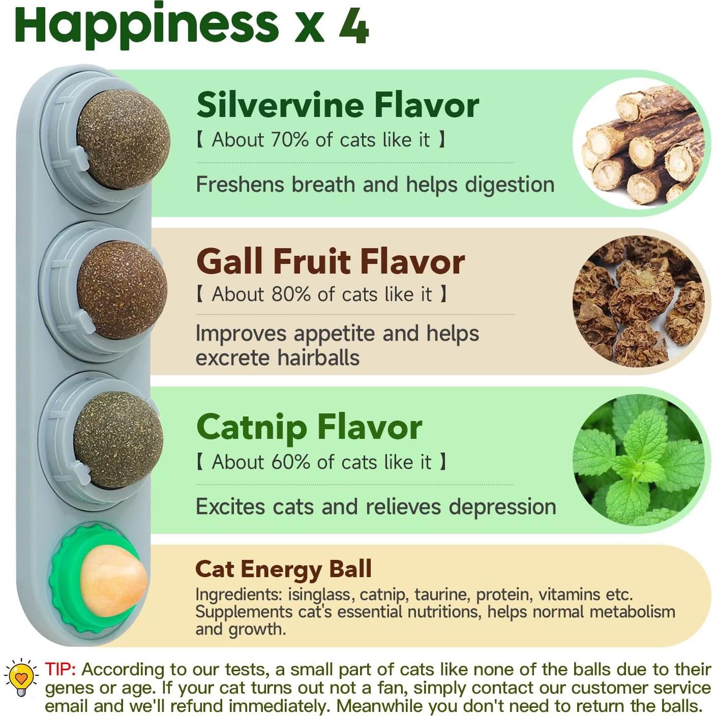 Juguetes para Gatos Potaroma - 4 Bolas de Catnip y Silvervine