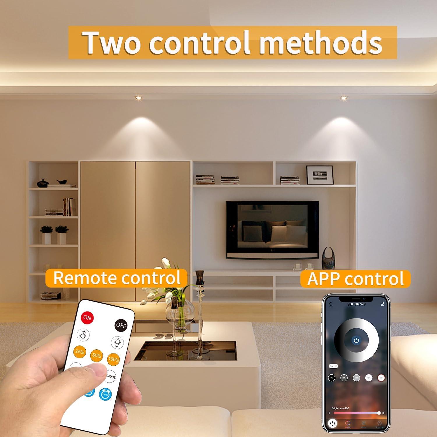 Tira LED COB 50 pies Yeewhale Luz Cálida Regulable 3000K