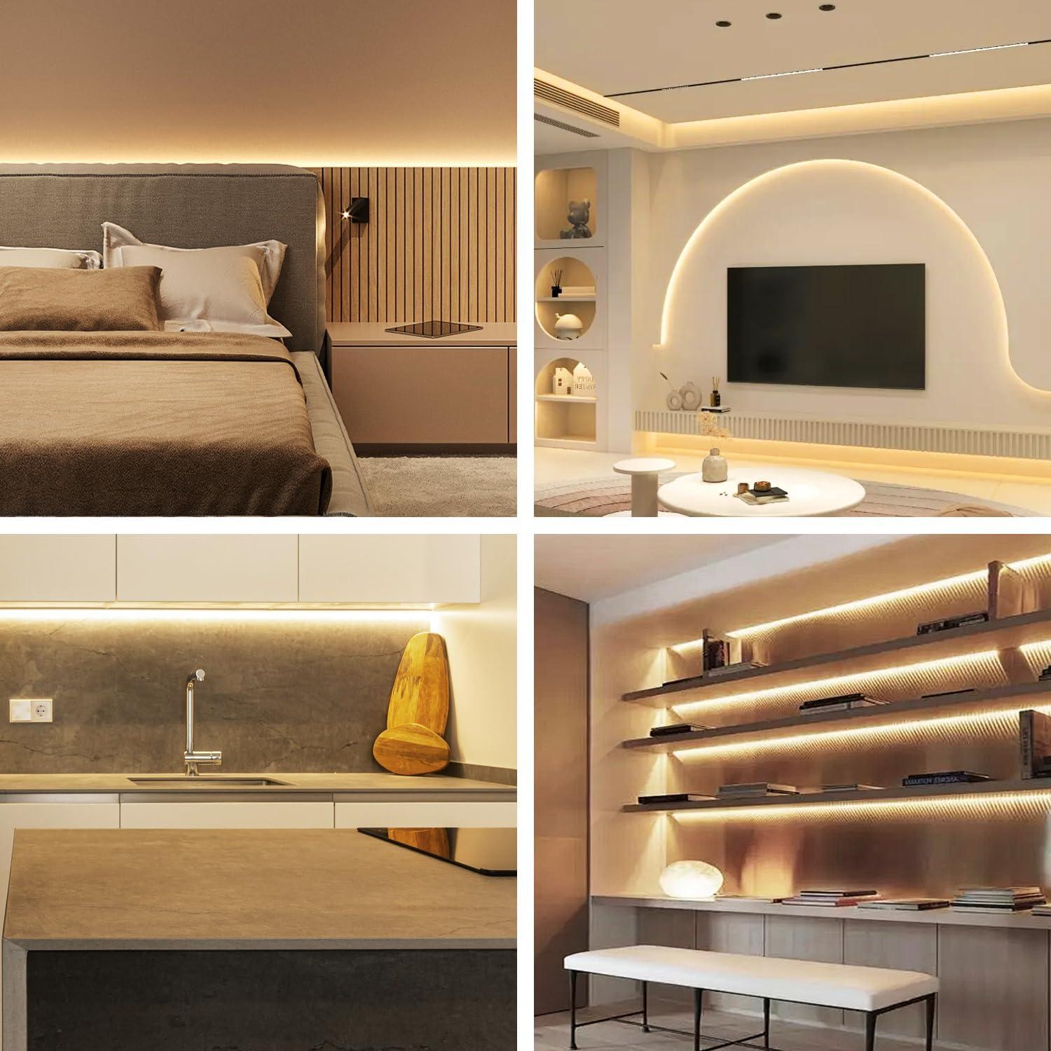 Tira LED COB 50 pies Yeewhale Luz Cálida Regulable 3000K