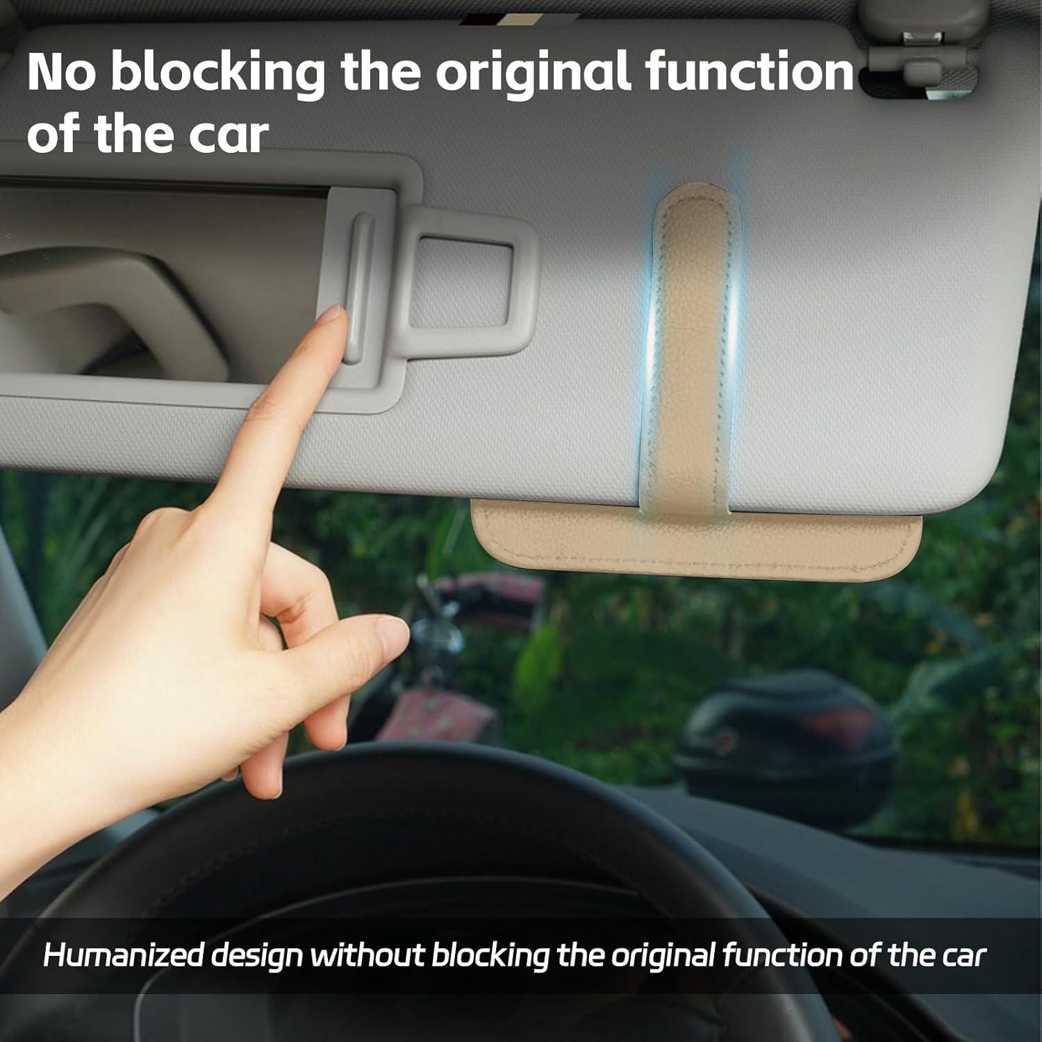 Organizador de Visera de Coche Ongfuwu Beige con Múltiples Bolsillos