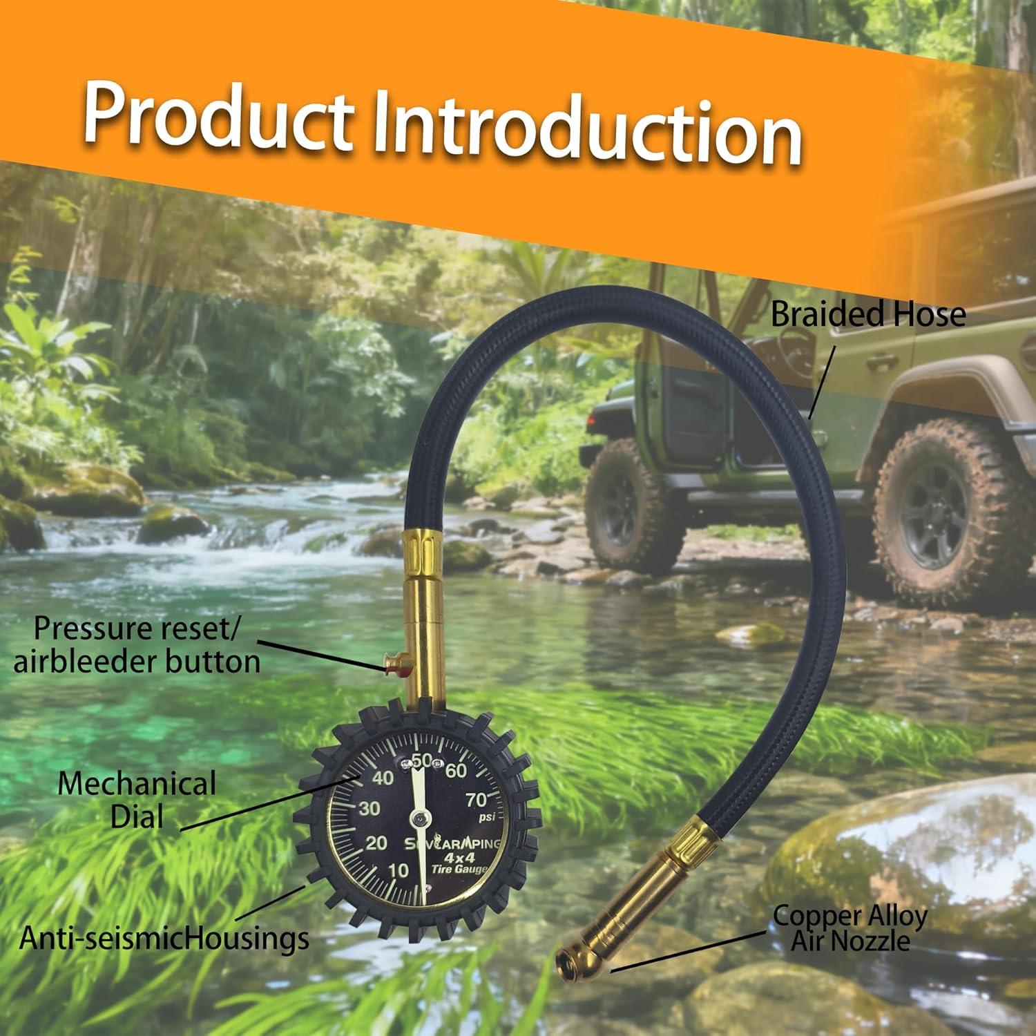 Medidor de Presión de Neumáticos SUVCARMPING 70 PSI Luminiscente