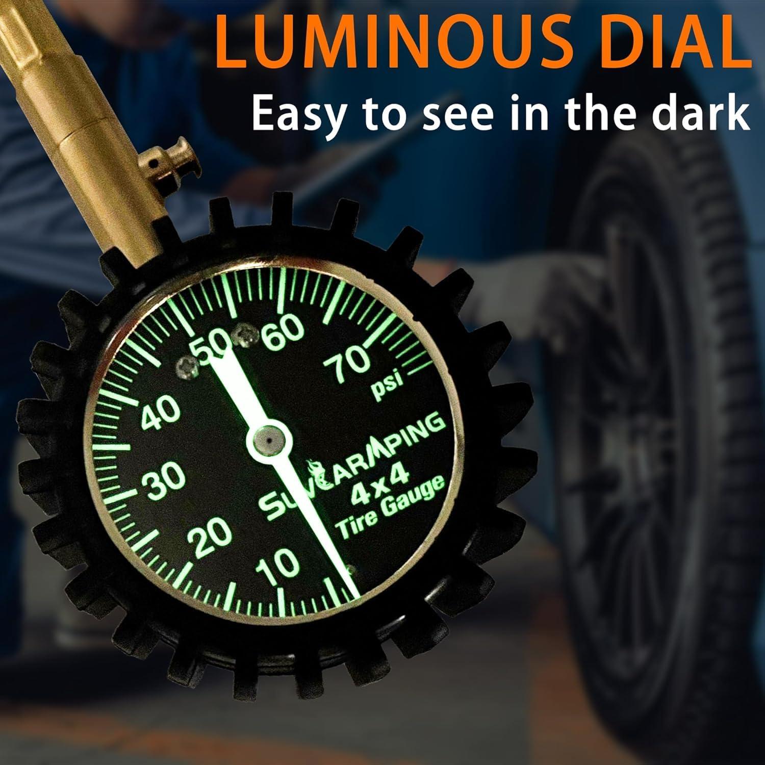 Medidor de Presión de Neumáticos SUVCARMPING 70 PSI Luminiscente