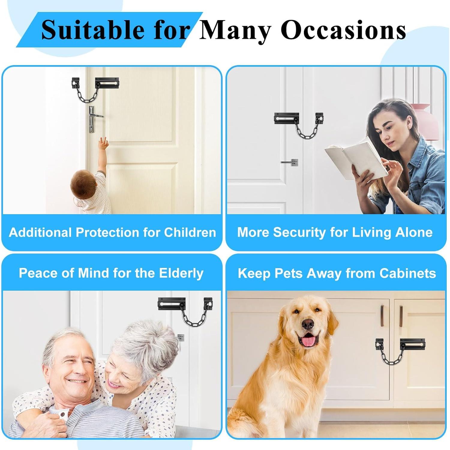 Cerradura de Cadena para Puerta INBOF Negra - 2 Paquete