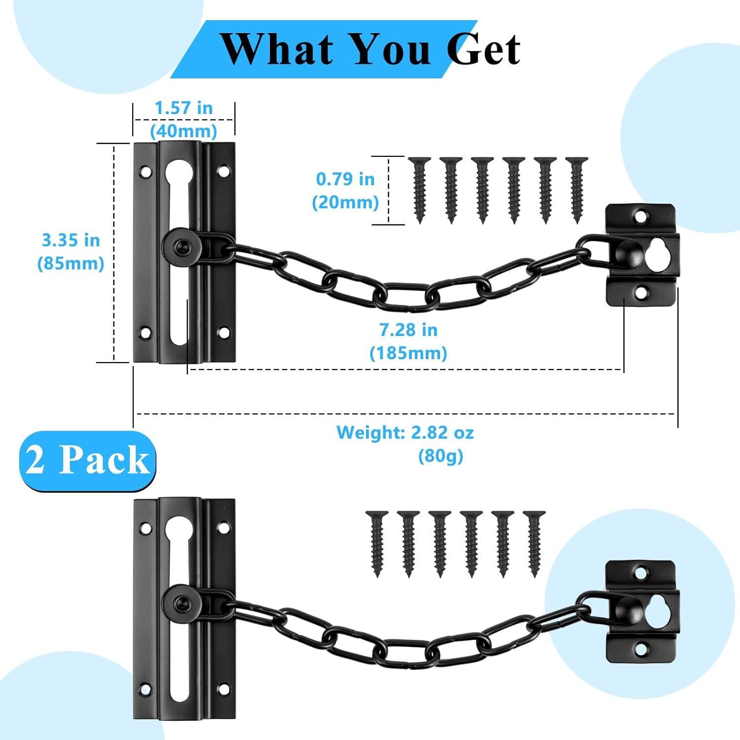Cerradura de Cadena para Puerta INBOF Negra - 2 Paquete