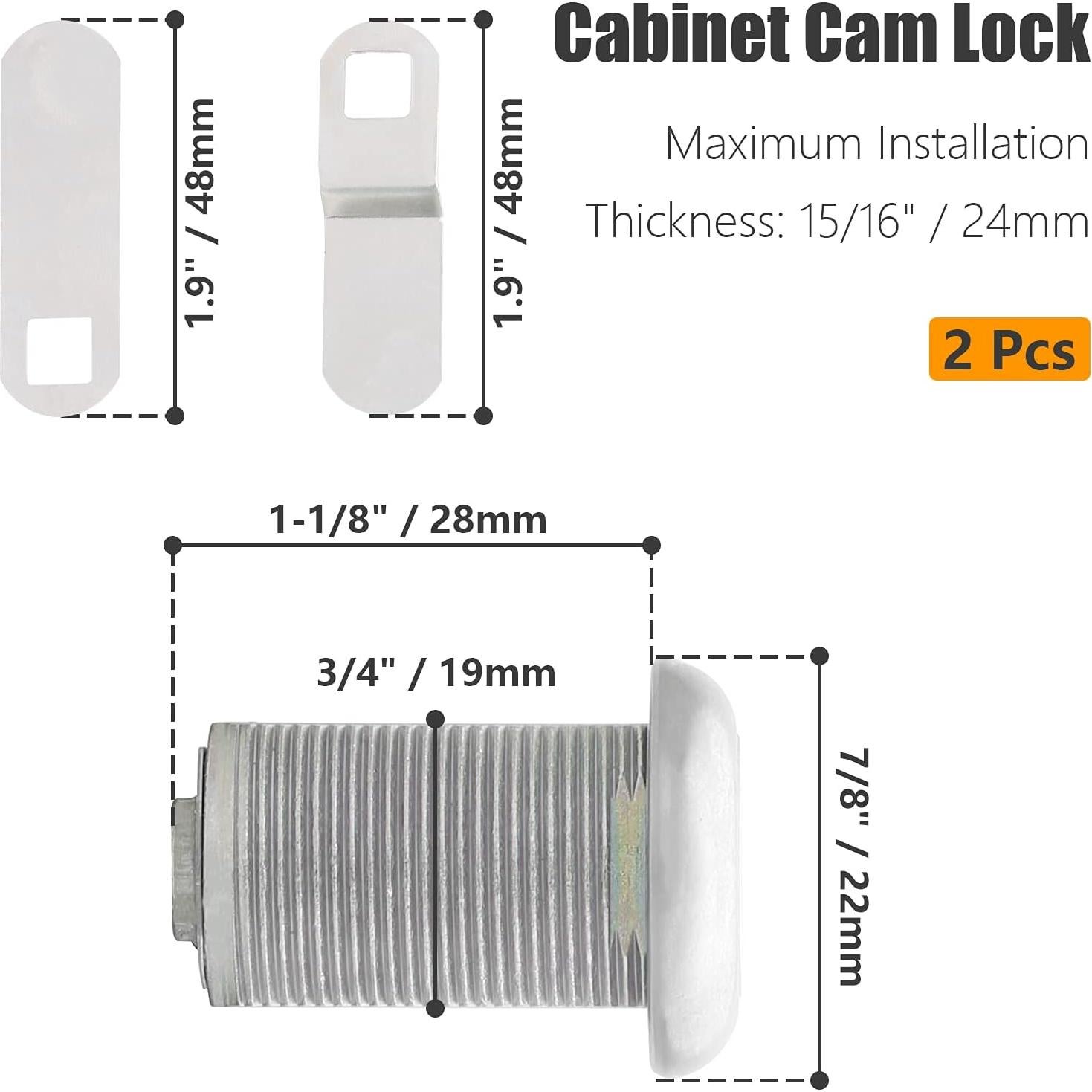 Cerradura de Cámara de Gabinete Qjaiune 2 Paquete Niquelado