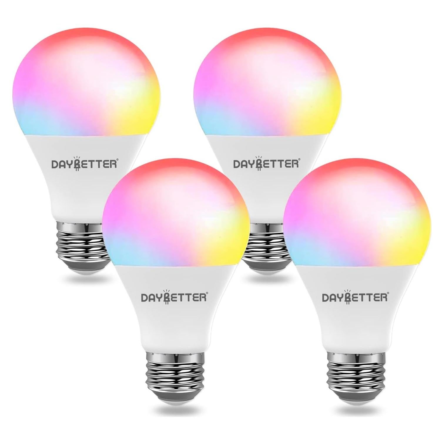 Bombillas Inteligentes DAYBETTER RGBCW Wi-Fi E26 9W 800LM Paquete de 4