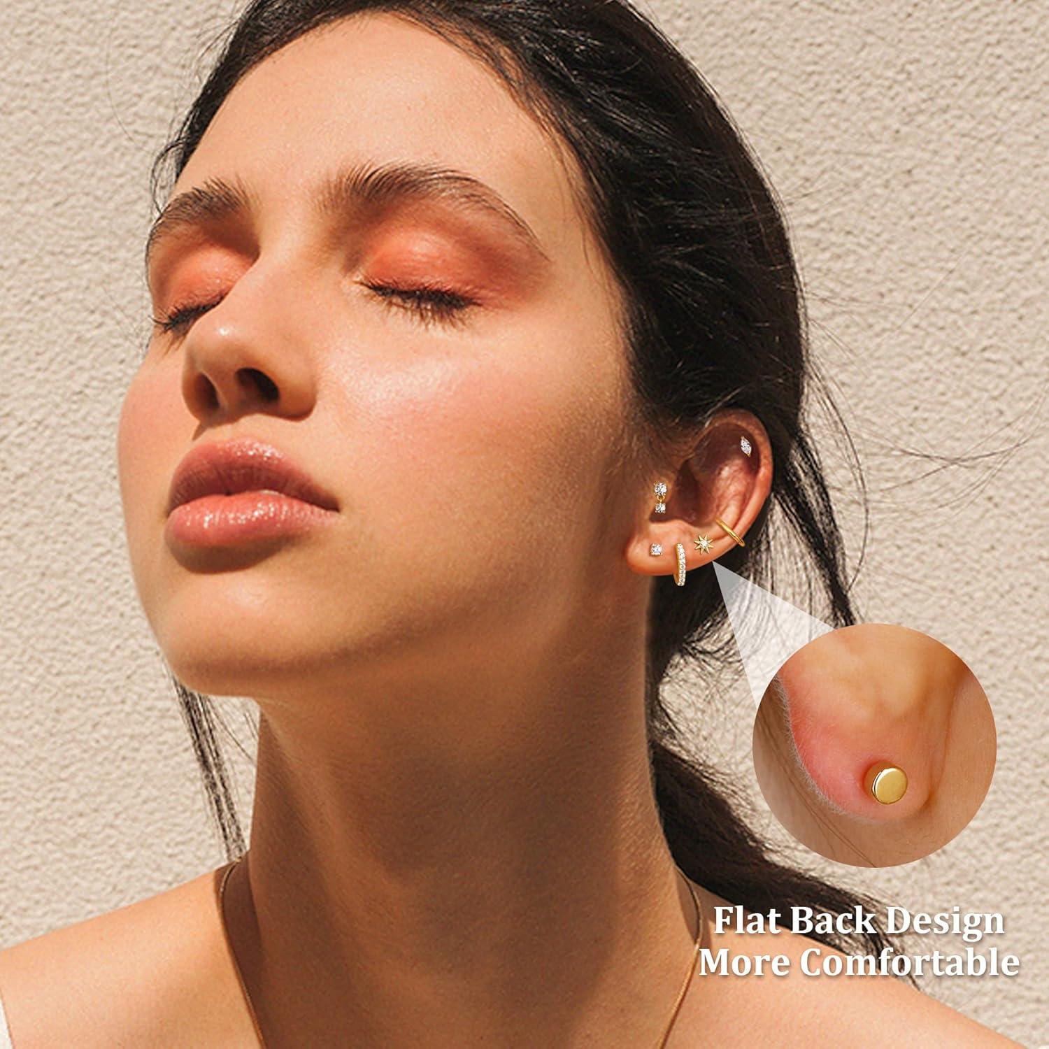 Pendientes Hipoalergénicos MILACOLATO 20G Acero Inoxidable Oro 14K