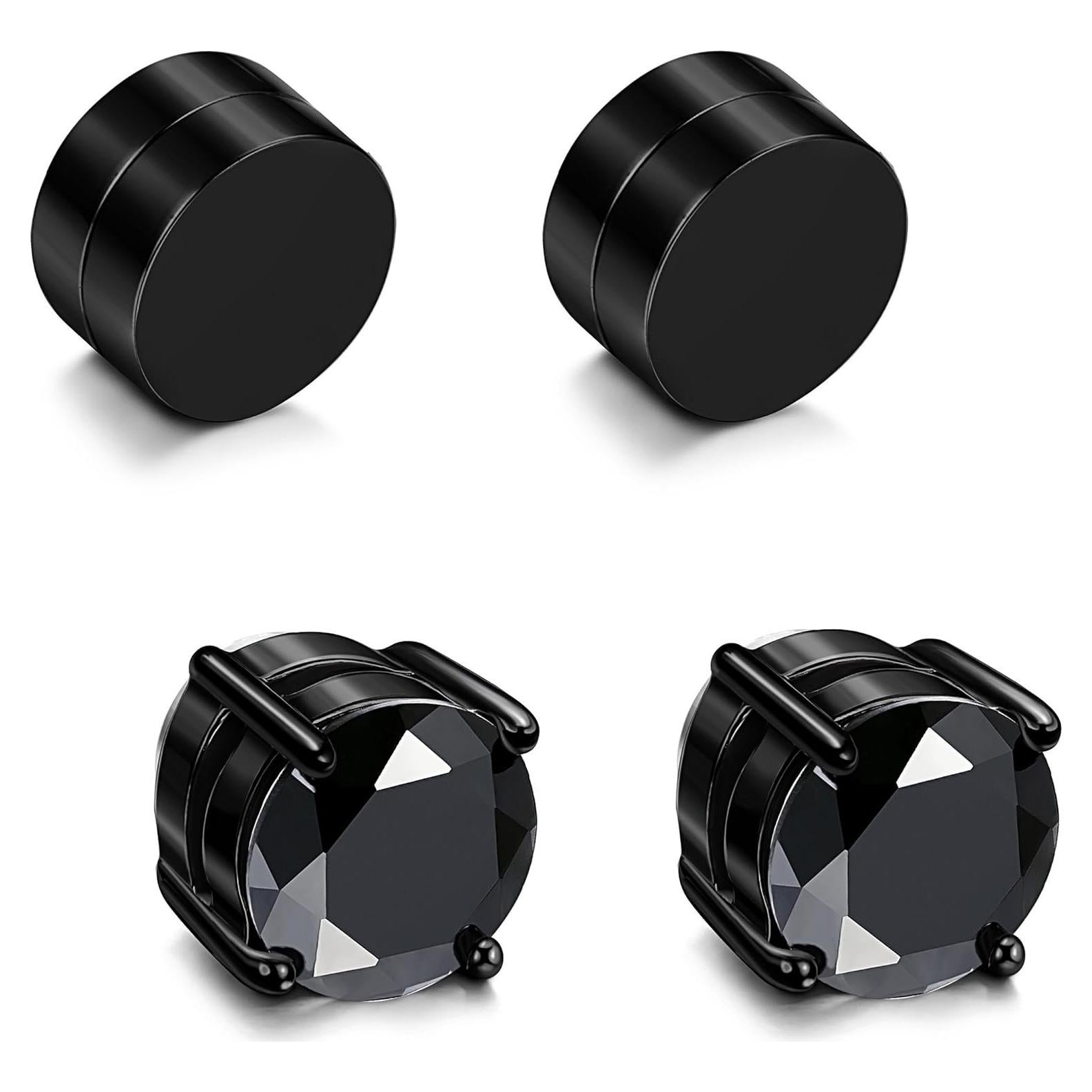 Pendientes de Acero Inoxidable JOERICA 2 Pares 6MM Negros