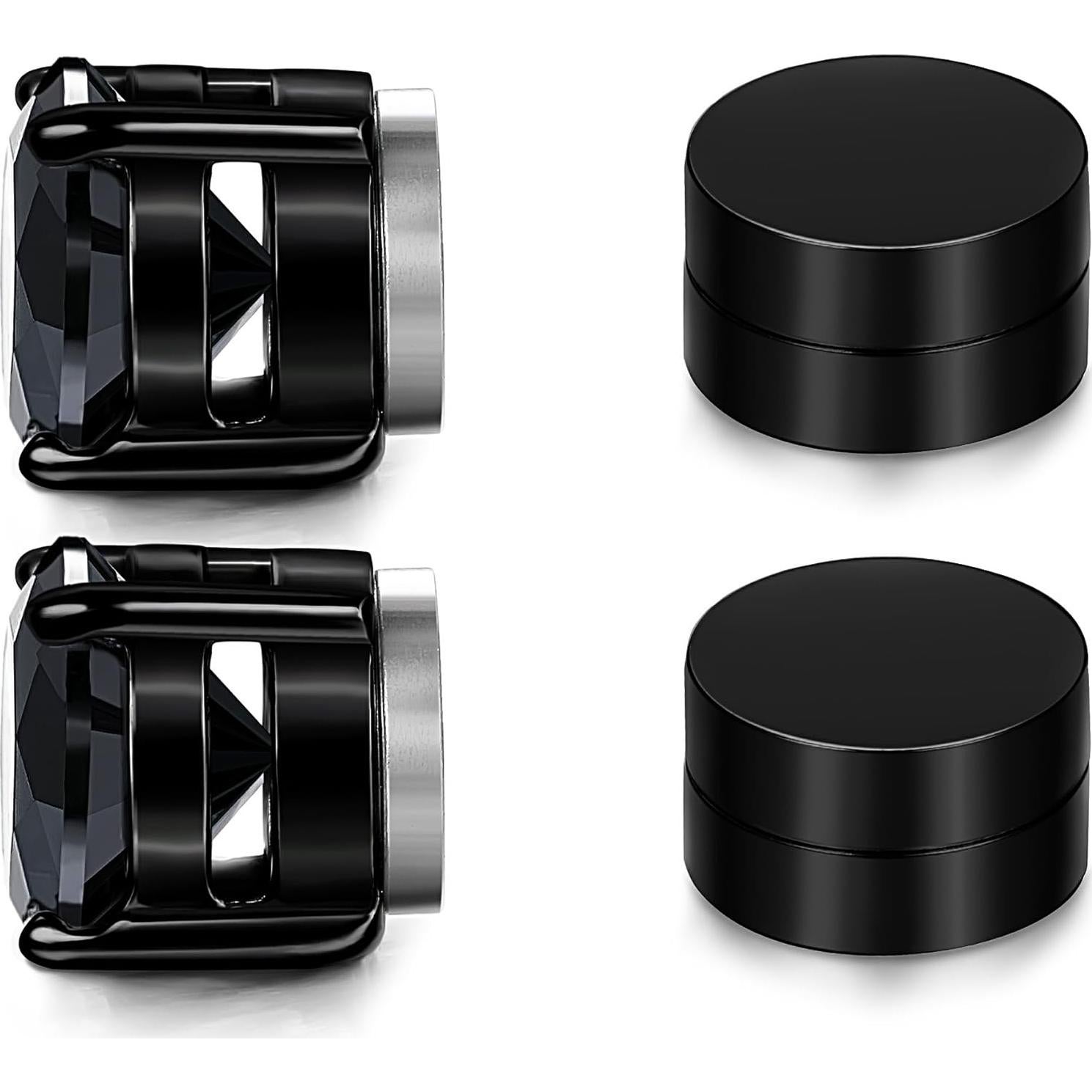 Pendientes de Acero Inoxidable JOERICA 2 Pares 6MM Negros