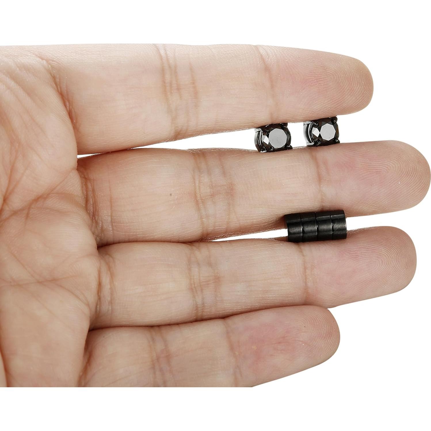 Pendientes de Acero Inoxidable JOERICA 2 Pares 6MM Negros