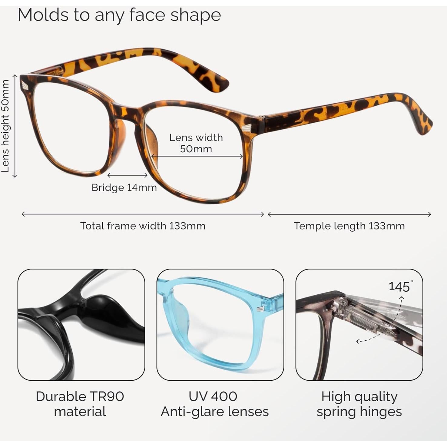 Gafas de lectura CCVOO unisex 2.75x anti luz azul