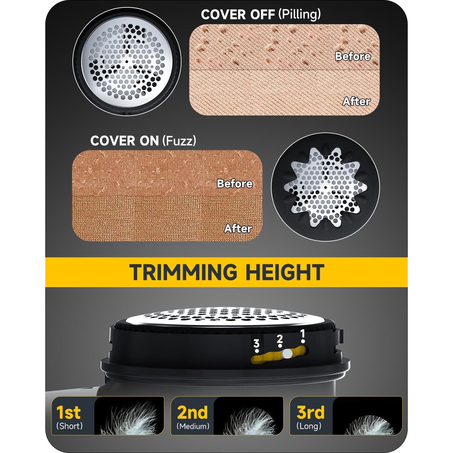 Quitapelusas Ruidla JS-051 Negro 2 Velocidades Inalámbrico