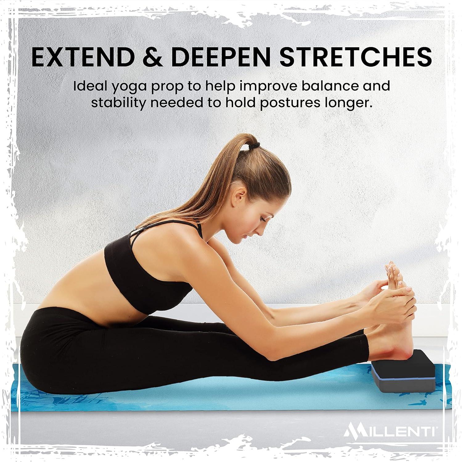 Bloque de Yoga Millenti Azul EVA Antideslizante 22.86x15.24x10.16 cm