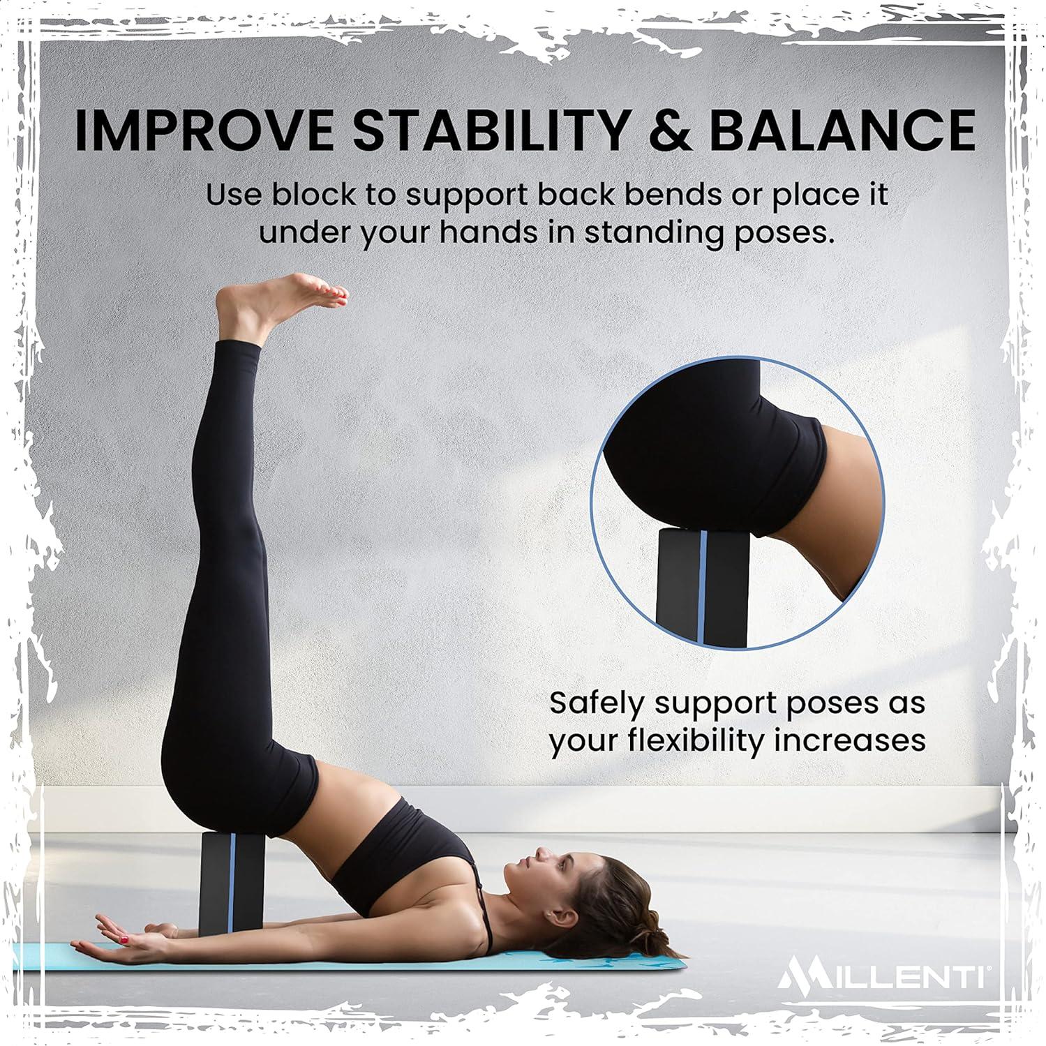 Bloque de Yoga Millenti Azul EVA Antideslizante 22.86x15.24x10.16 cm