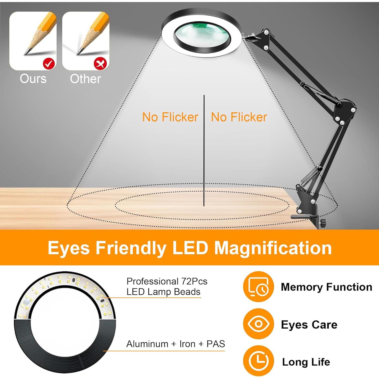 Lupa de 10X Hviww con Luz LED y Soporte Ajustable