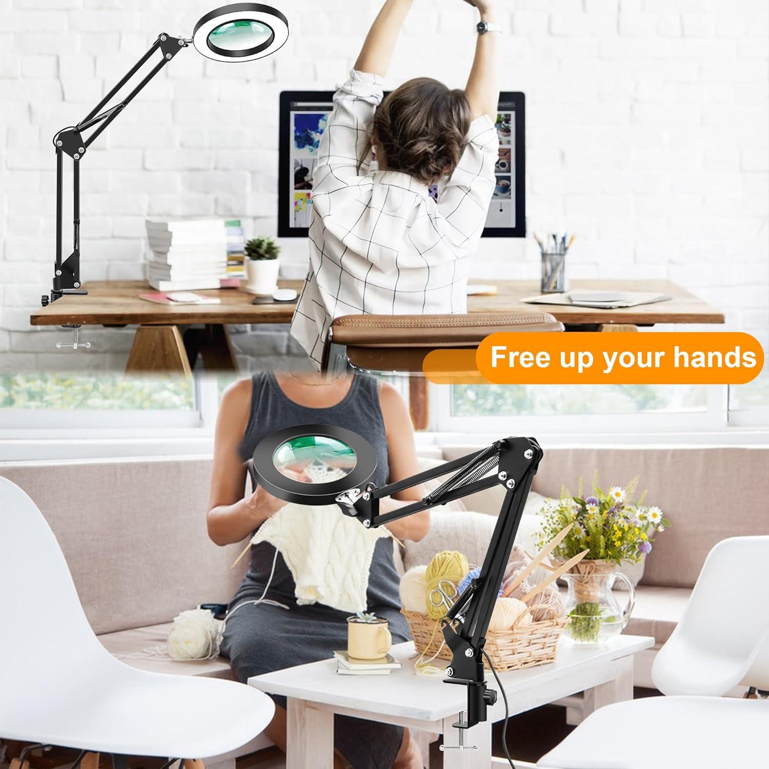 Lupa de 10X Hviww con Luz LED y Soporte Ajustable