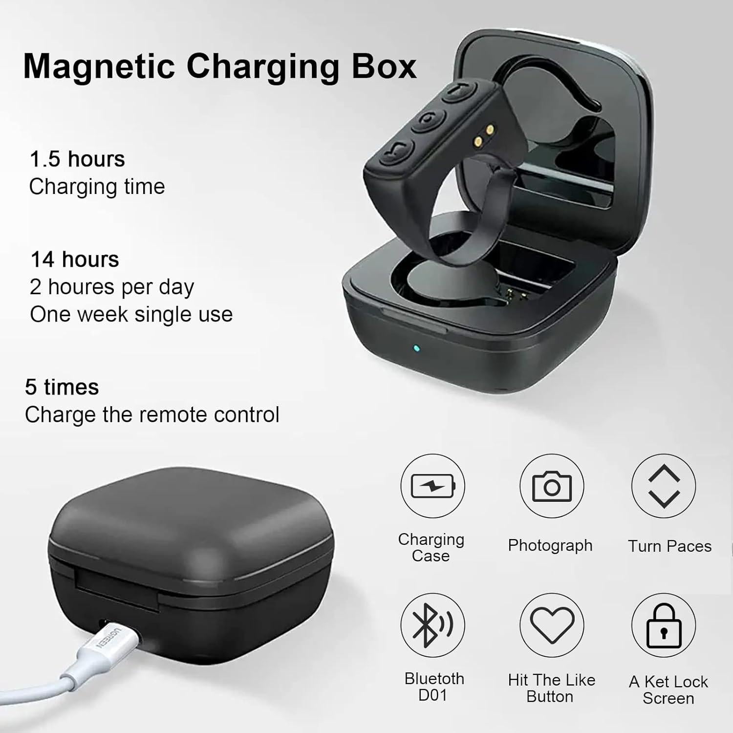 Control Remoto Bluetooth GEVO para iPhone y Android - Negro