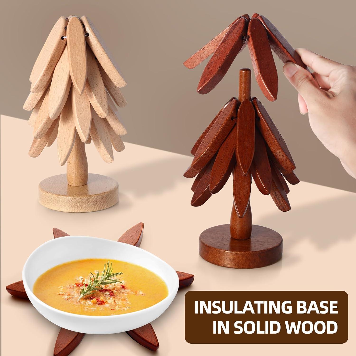 Trivetes de Madera LECHUAN 20 cm - Juego de 4 Soportes para Platos Calientes