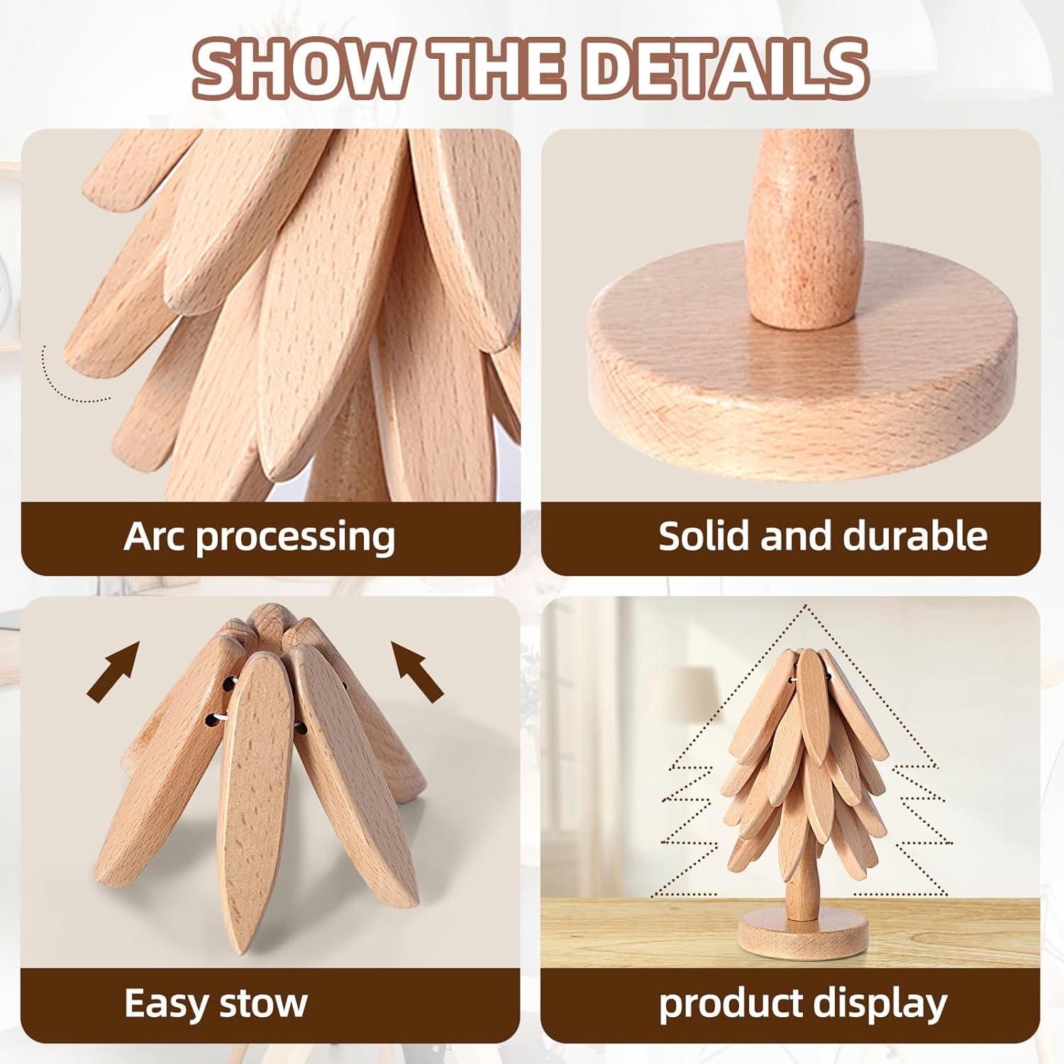 Trivetes de Madera LECHUAN 20 cm - Juego de 4 Soportes para Platos Calientes