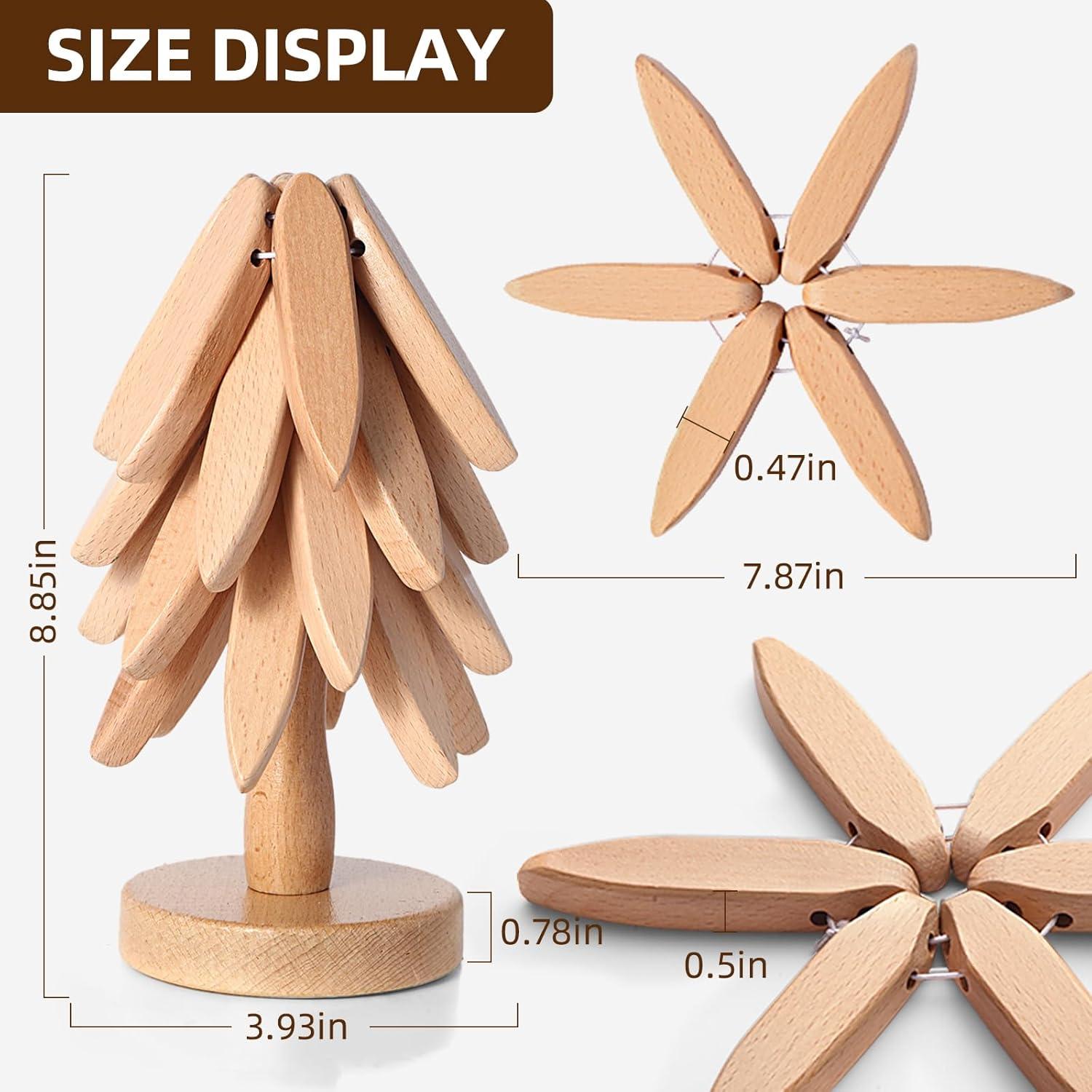 Trivetes de Madera LECHUAN 20 cm - Juego de 4 Soportes para Platos Calientes