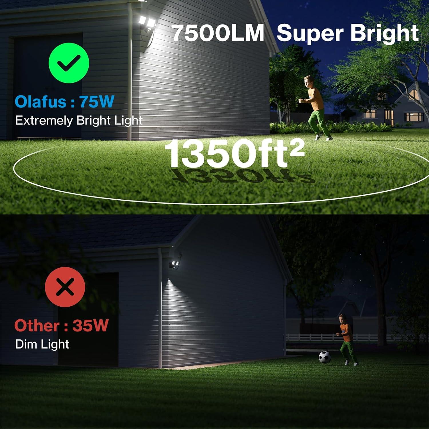 Luz de Inundación Exterior Olafus 75W con Sensor de Movimiento