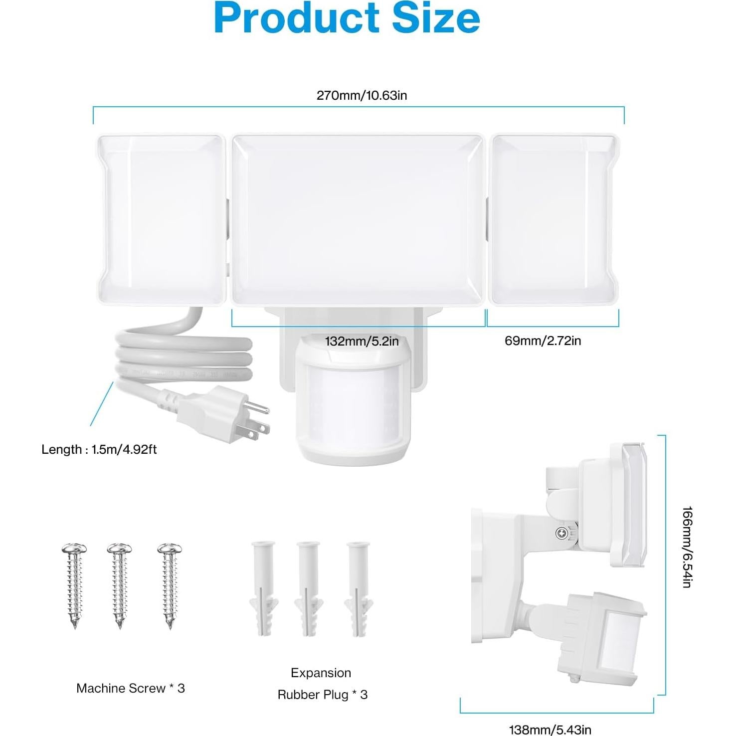 Luz de Inundación Exterior Olafus 75W con Sensor de Movimiento