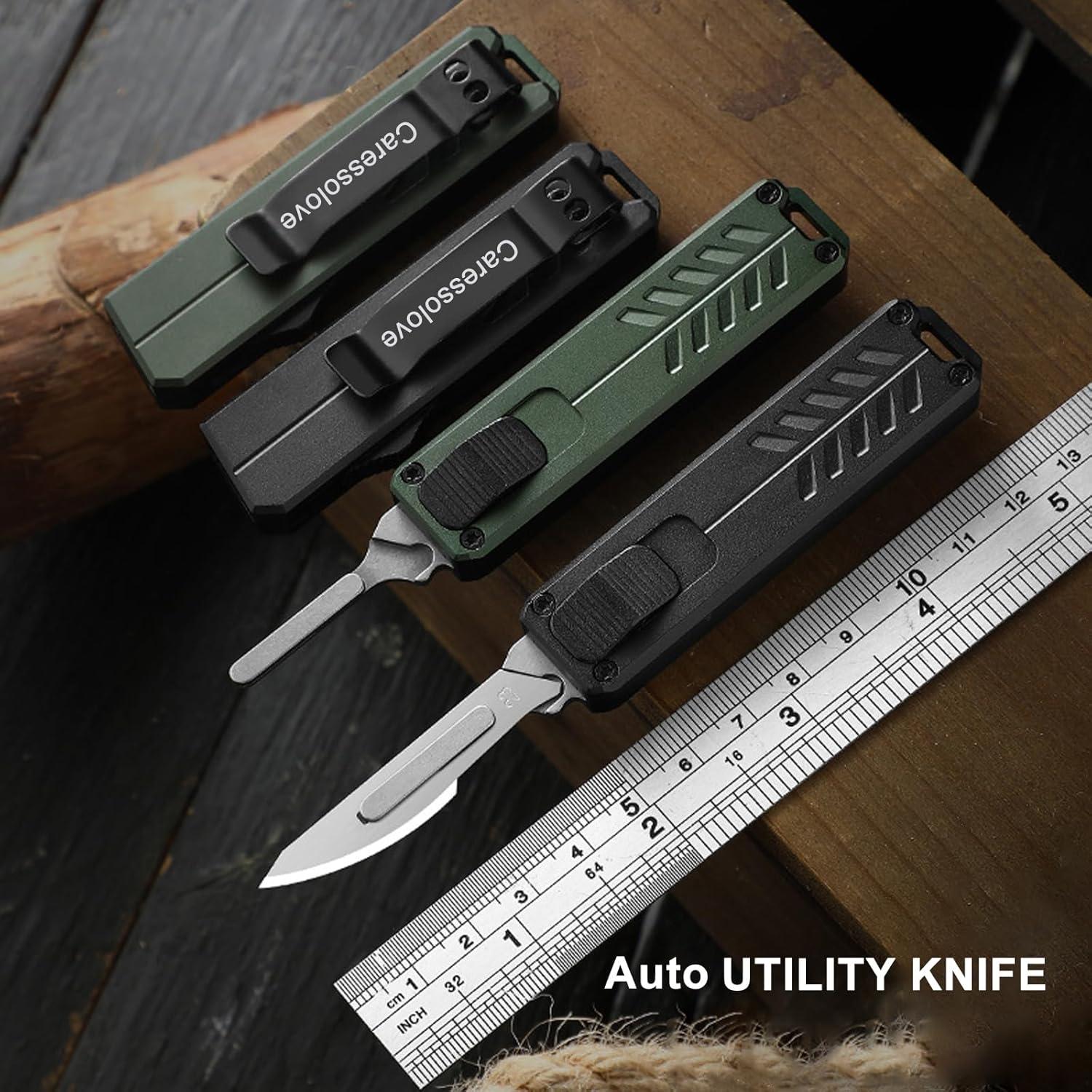 Cuchillo Utility Retráctil Automático Caressolove 11cm Negro