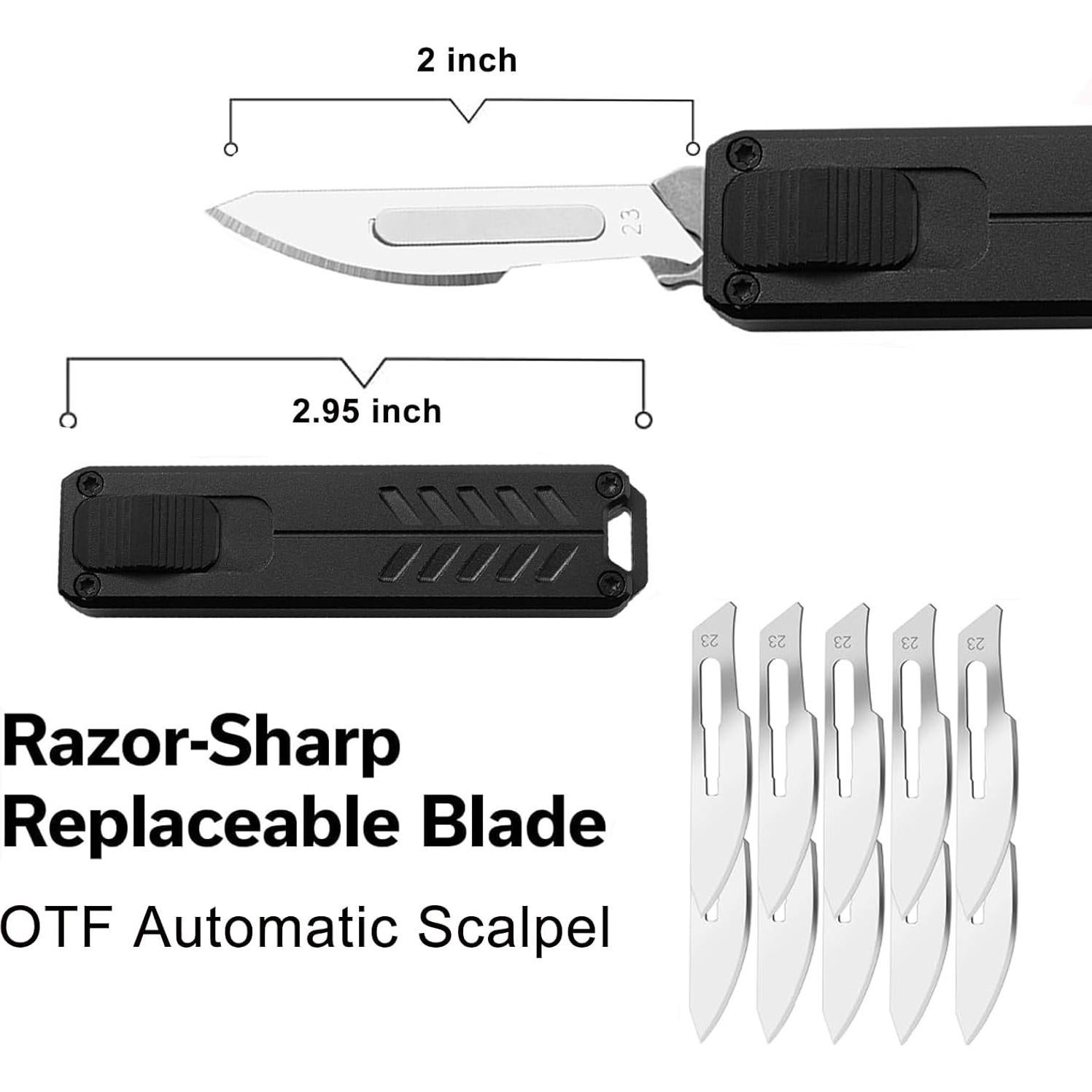 Cuchillo Utility Retráctil Automático Caressolove 11cm Negro