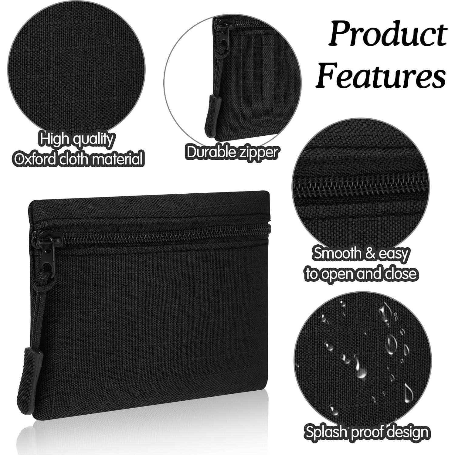 Mini Monedero de Lona Andibro Negro 11x8cm a Prueba de Agua