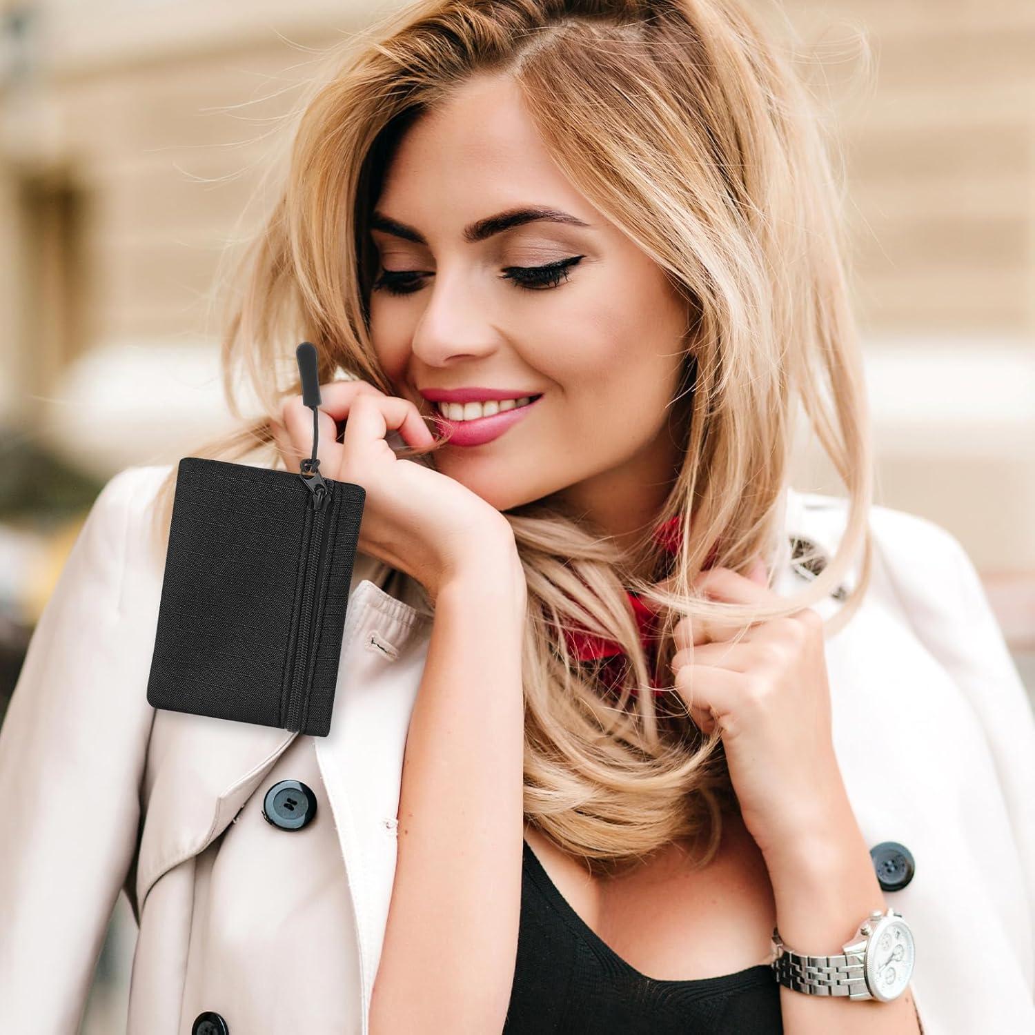 Mini Monedero de Lona Andibro Negro 11x8cm a Prueba de Agua