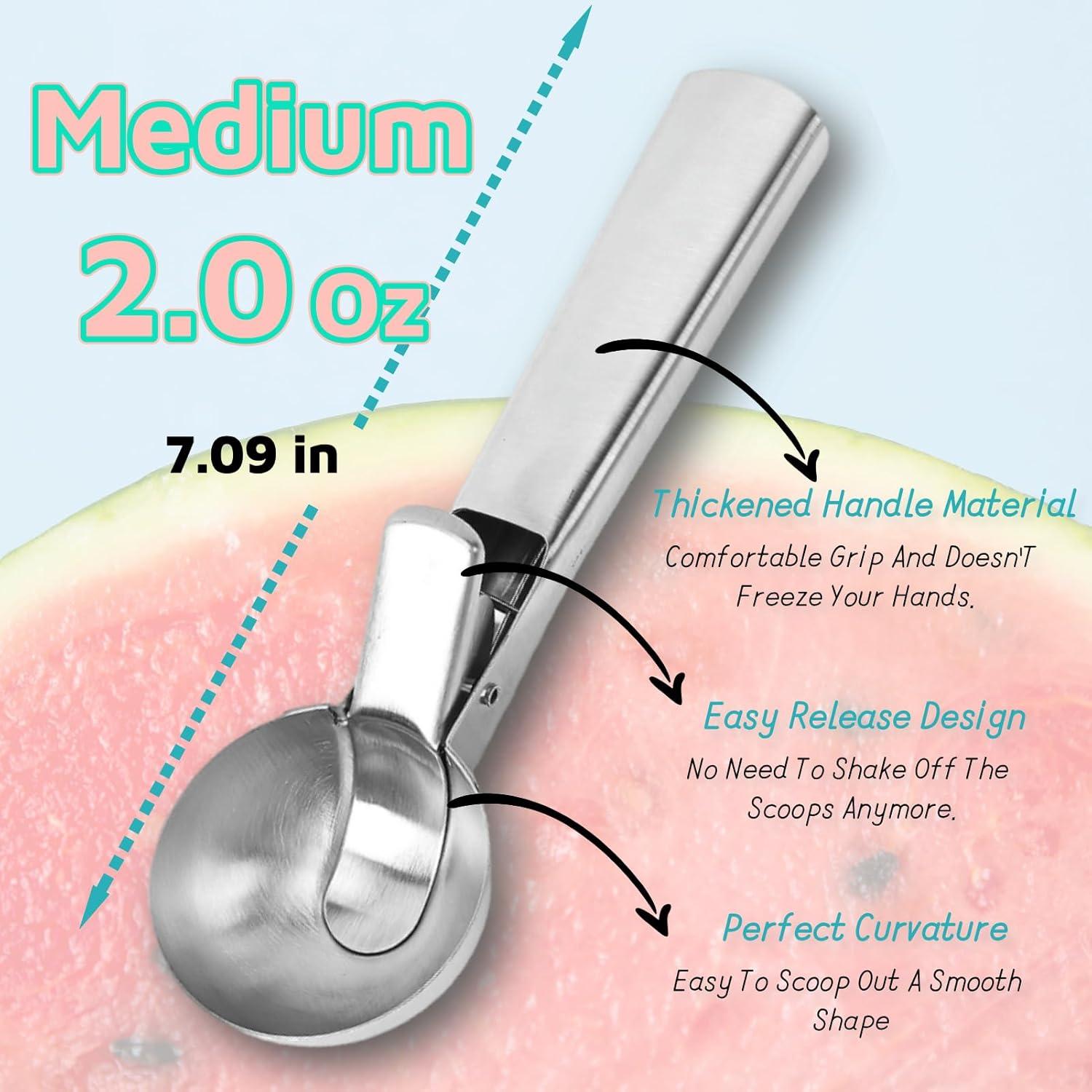 Cucharón de Helado ZKIRON Mediano Acero Inoxidable 60ml